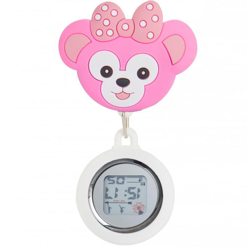 Reloj de enfermera de estiramiento multifuncional luminoso fuerte reloj colgante reloj electrónico digital retráctil de dibujos animados lindo clip cronómetro reloj de bolsillo