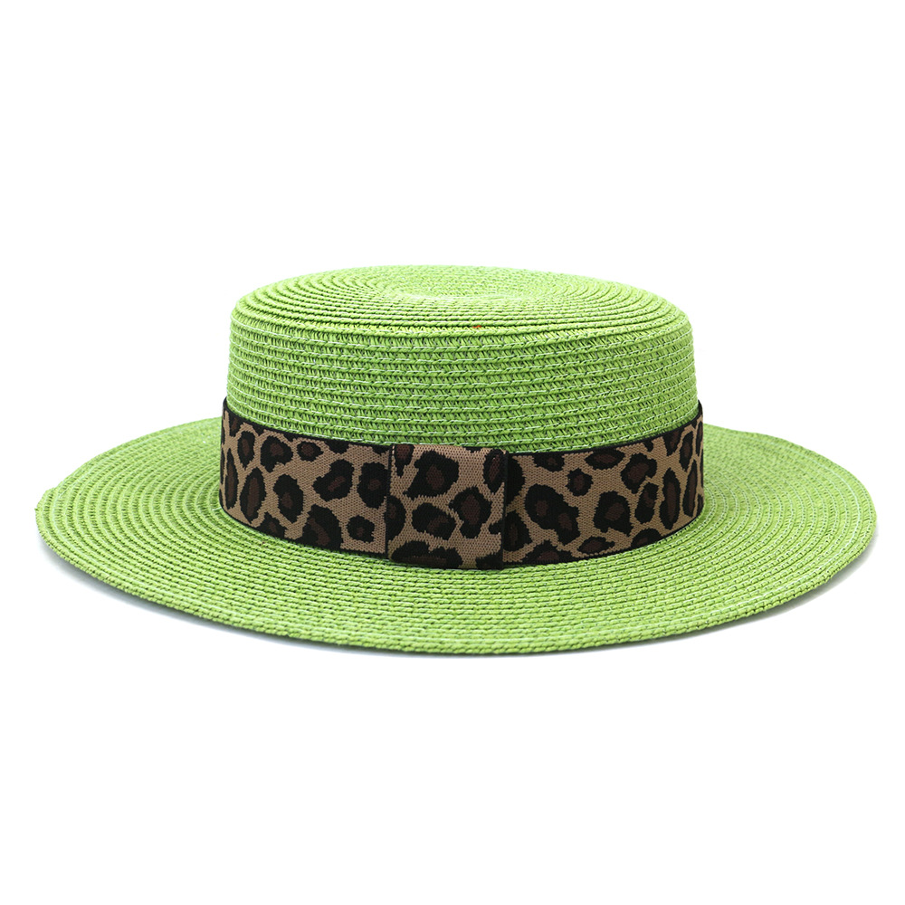 Leopard Print Flat Straw Hat NSDIT104161