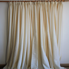 外贸奶油色竹节麻窗帘成品遮光日式挂钩款北欧麻布新款客厅高专货