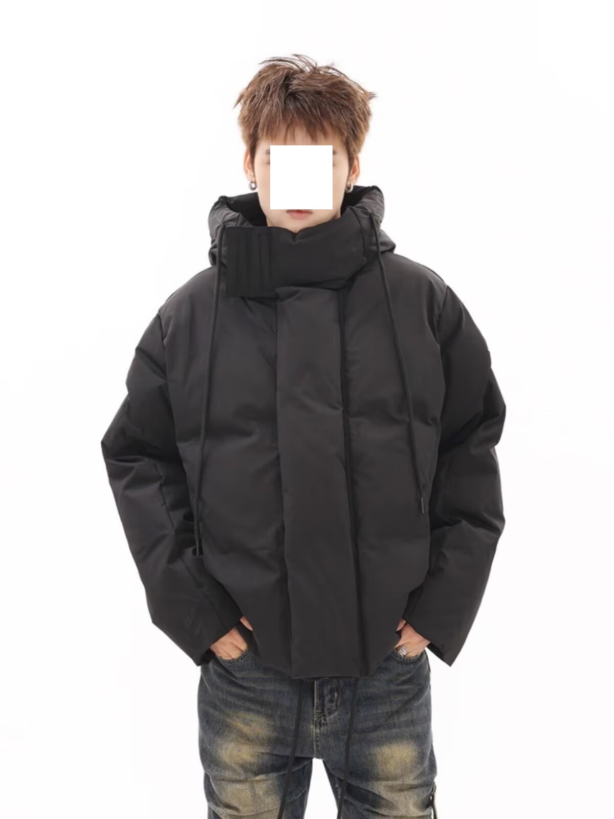Winter Thick Cotton Jacket with a Trendy, High-End Design, Niche Hooded Cotton Coat for Men, European and American Street Style Puffer Jacket