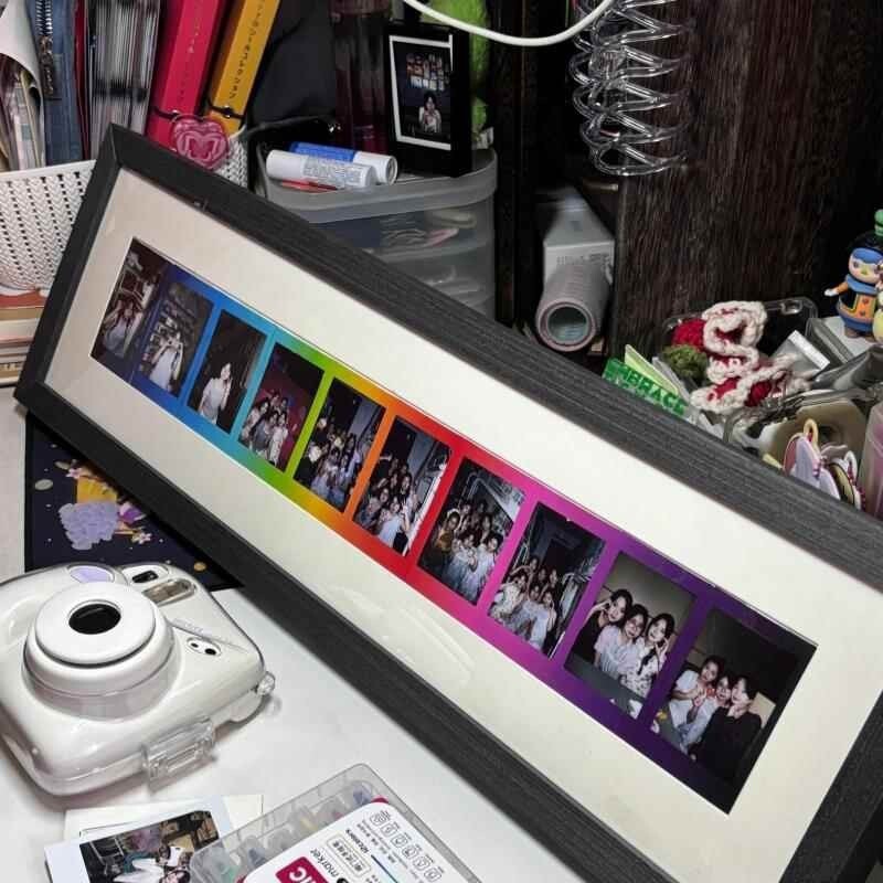 Polaroid Rainbow Photo Paper Photo Frame Table Decoration Solid Wood DIY Handmade Gifts for Male and Female Friends