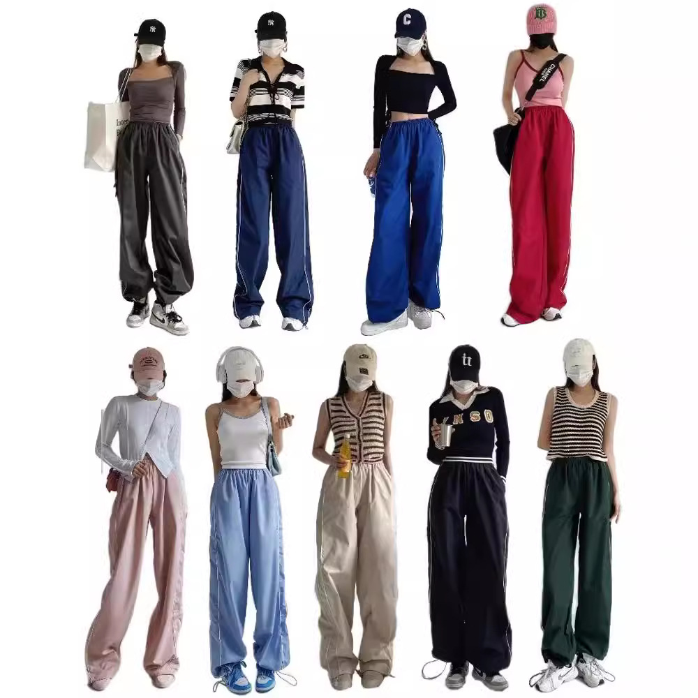 2023 nuevos Pantalones deportivos rectos de secado rápido sensible al aire de las mujeres de Europa y América caliente delgada casual cintura alta pantalones de pierna ancha image 6
