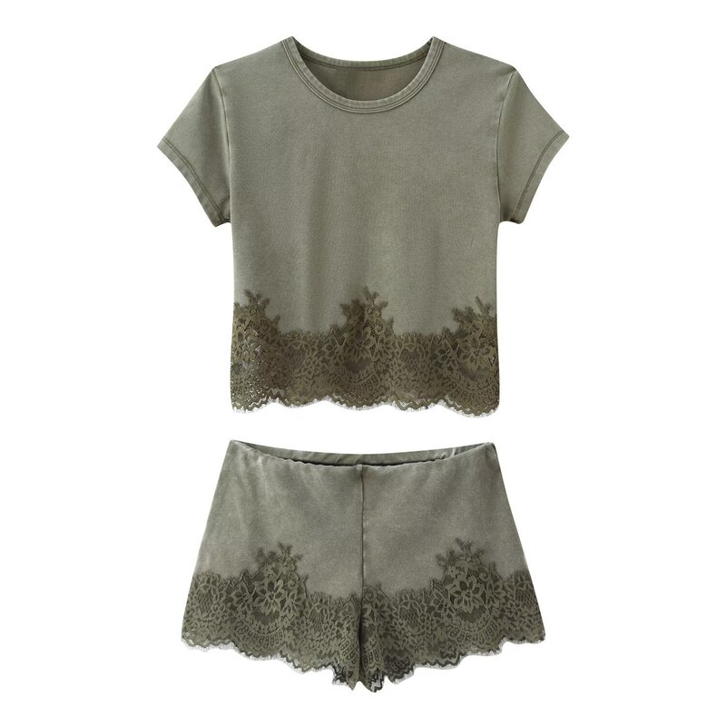 Foreign Trade Women's Clothing 2026 Spring New European and American Style Lace Short Top and Shorts 5063360 5063361 7 Foreign Trade Women's Clothing 2026 Spring New European and American Style Lace Short Top and Shorts 5063360 5063361 7