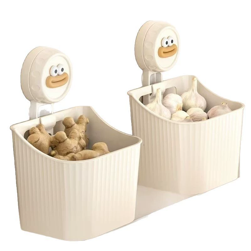 Kitchen storage box wall-mounted punch-free bathroom storage rack ginger and garlic hanging storage basket multi-function storage basket