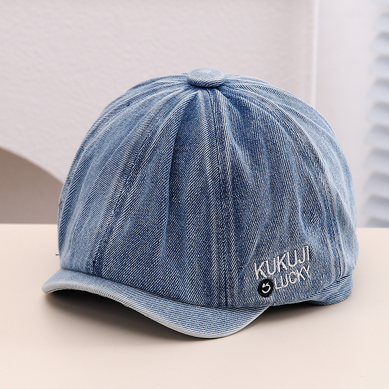 Niños vaqueros boina primavera y otoño pequeño niño tesoro lengua de pato periódico de la marea de los niños 2024 nuevo otoño otoño