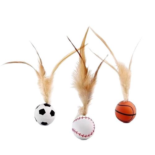 Cat Elastic Feather Ball, Interactive Feather Cat Toys, Pet Stimulation and Boredom Relief Ball