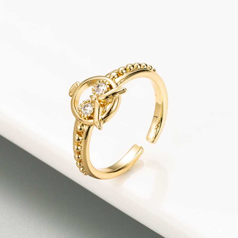 fashion golden small butterfly open ring