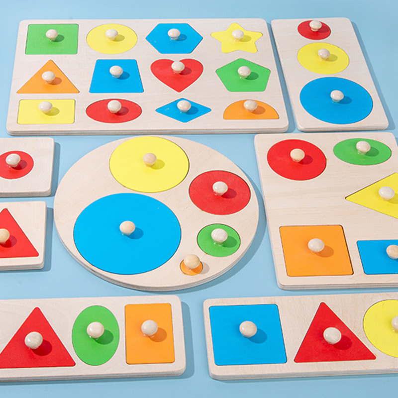 Montessori puzzle geometric figure hand-held panel Panel Intelligence puzzle shape matching cognitive early education children's toys