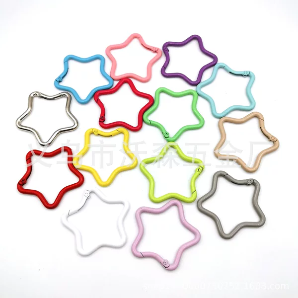 New Zinc Alloy Colorful Five-Pointed Star Carabiner Spring Keychain DIY Handmade Carabiner