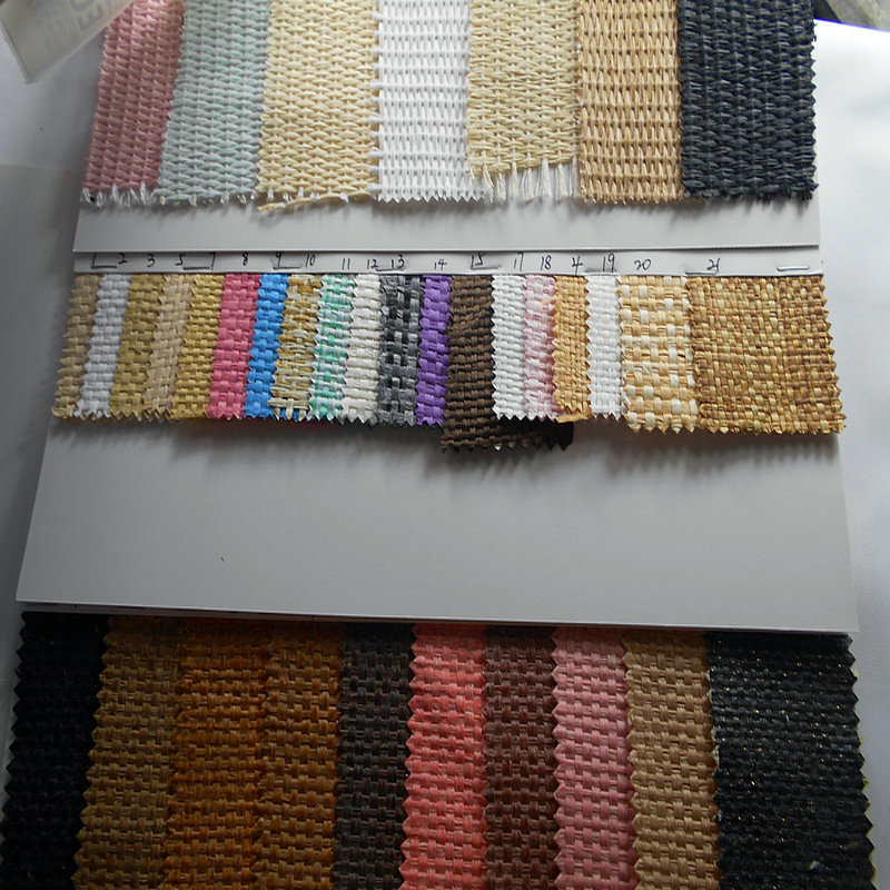 新款素色纸草 编织草编料 草席纹 编织平纹 真拉菲草编织布面料