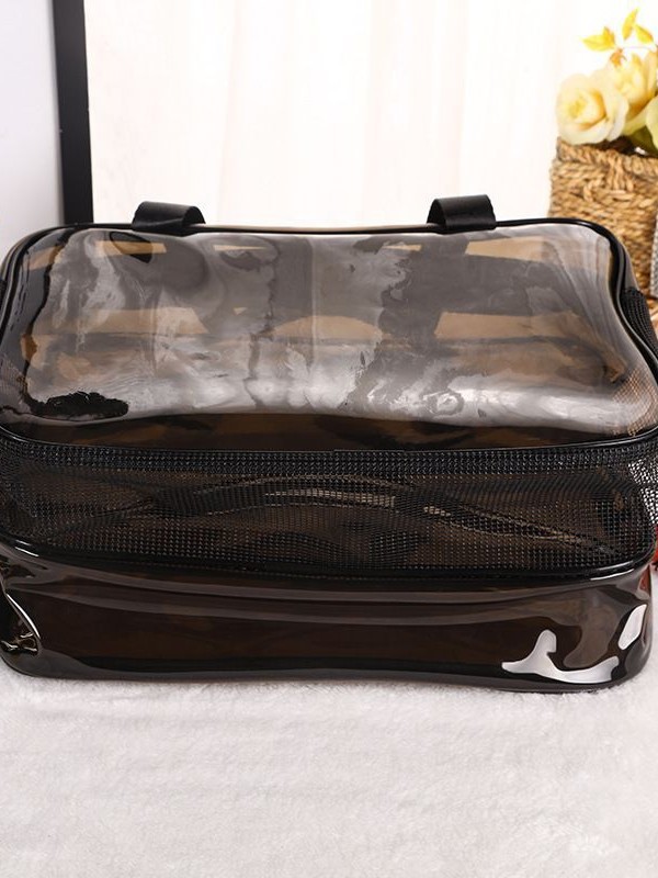 Bolsa de maquillaje de PVC transparente sin logotipo separación seca y húmeda de gran capacidad portátil impermeable almacenamiento de lavado bolsa de almacenamiento de natación image 3
