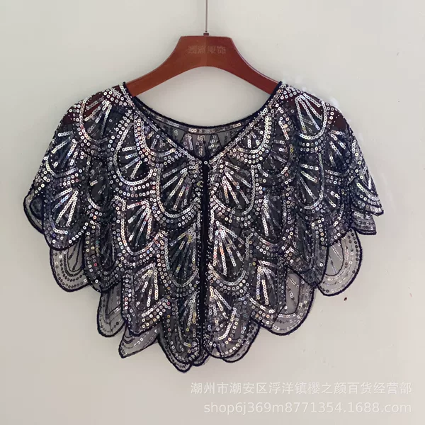 In-Stock Sequin Shawl Evening Dress Party Dinner Qipao Outerwear Cross-Border European and American Hot-Selling Cape Short Coat