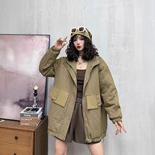 加棉外套女 2025冬新款韩版宽松休闲百搭连帽中年妈妈装棉服16032