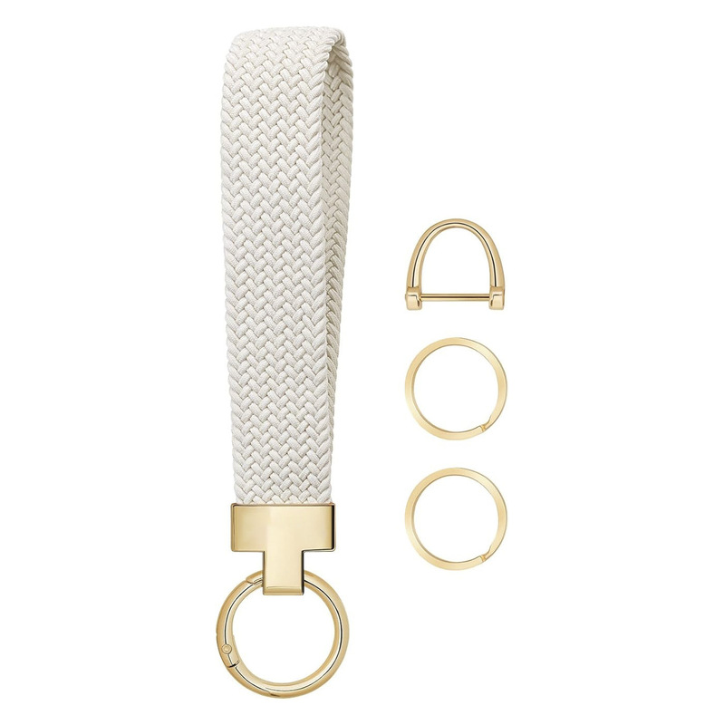 Cross-border Amazon car elastic woven keychain lanyard personalized wrist strap keychain hardware pendant gift