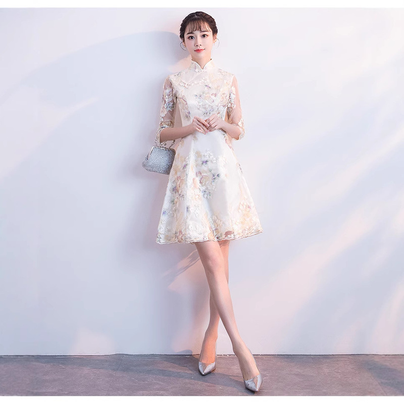 Fashionable retro Chinese style improved short slimming young girl Chanel style new cheongsam gift factory direct sales