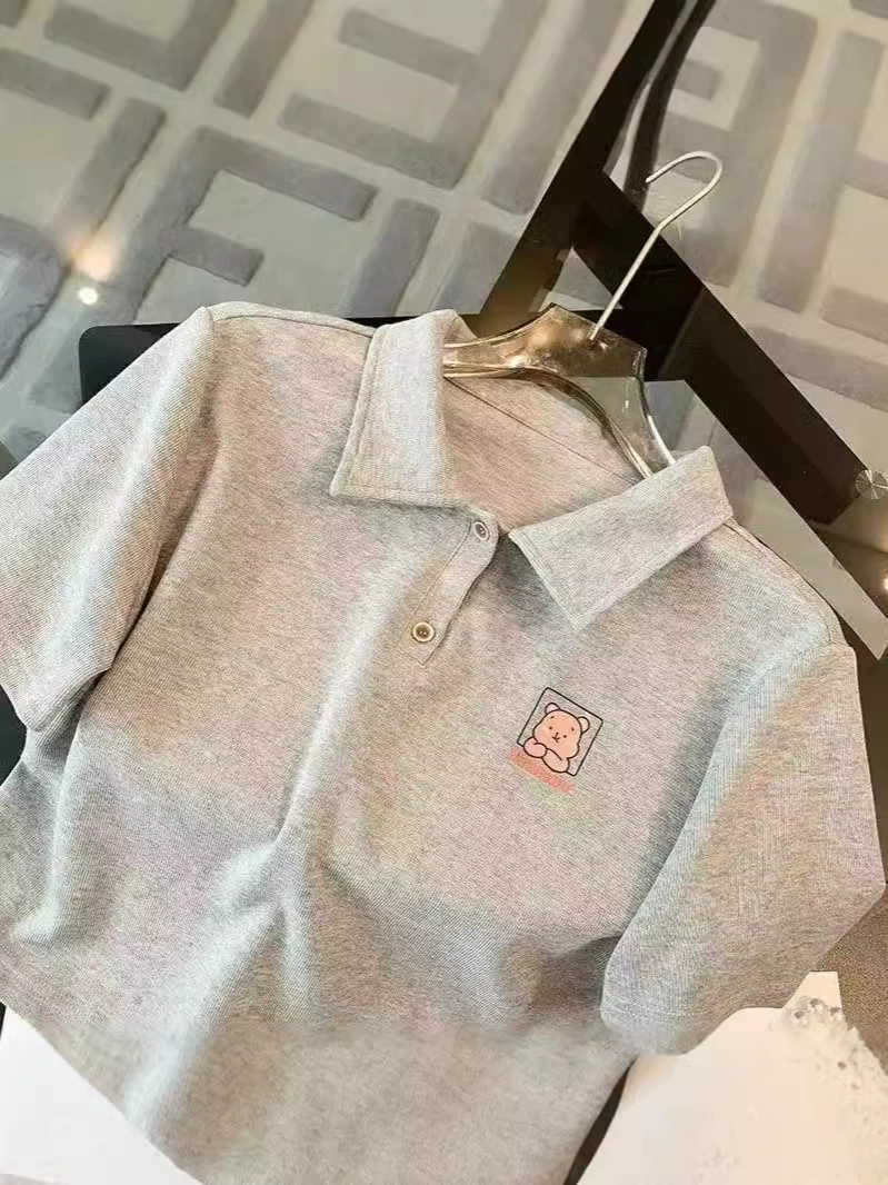 Комплект, Cartoon sports polo, для тинейджеров, с коротким рукавом, западный стиль