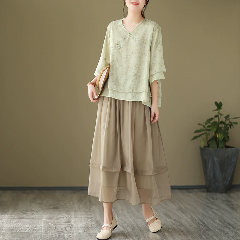Ретро комплект, Ханьфу, чонсам, для импорта, китайский стиль