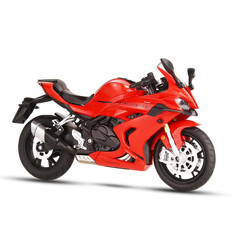 Modelo de motocicleta Kawasaki H2R de aleación realista Huayi 1/12, juguete para niños con sonido y movimiento suave.