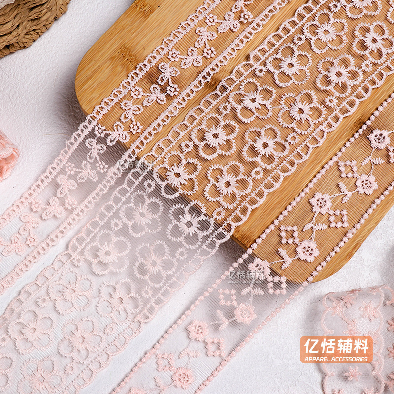Pink Milk Silk Lace Hollow Lace Mesh Simple Korean-style Bow Bouquet Strap Gift Packaging Accessories
