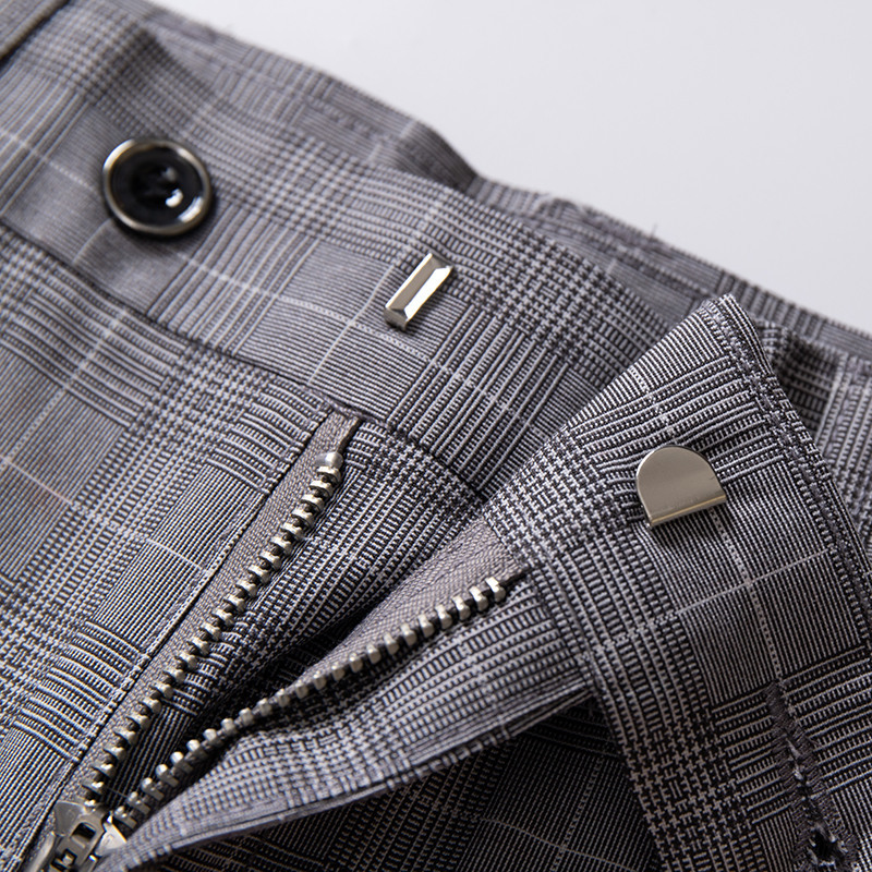Pantalones a cuadros Príncipe de Gales Pantalones rectos sueltos delgados de verano para hombres pantalones casuales elásticos de negocios de alta gama para hombres
