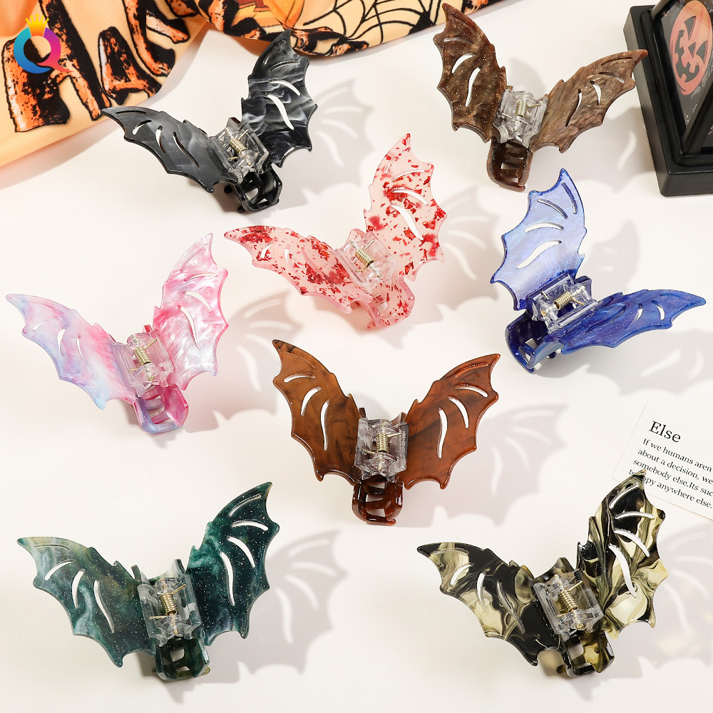 48g Weight Hair Claws Hair Accessories Type 1 Piece Quantity Holiday, Festival Occasion Plastic Material Halloween Festival Bat Pattern Women's Gender Cute, Simple Style Style Halloween Cute Simple Style Women's Bat Plastic Hair Claws 2