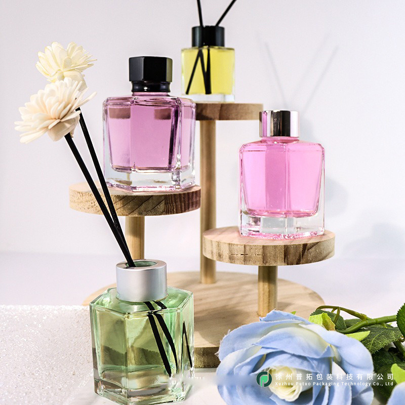 六棱方形无火挥发扩香瓶螺口无火香薰空瓶藤条扩香分装瓶子干花瓶