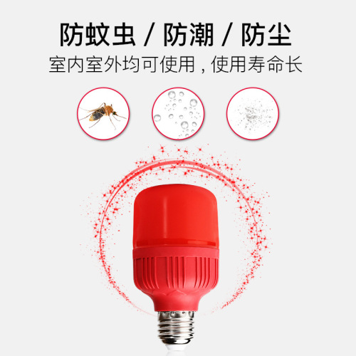 Glowing Orange Festival Celebration Red LED Bulb Red Lantern E27 Screw Base Ballast Lamp God of Wealth Lamp for Worship 5W 10W