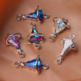Exquisite Glass Diamond Ornament Christmas Tree Double Hanging Connector Pendant DIY Hand-made Bracelet Necklace Earrings Accessories