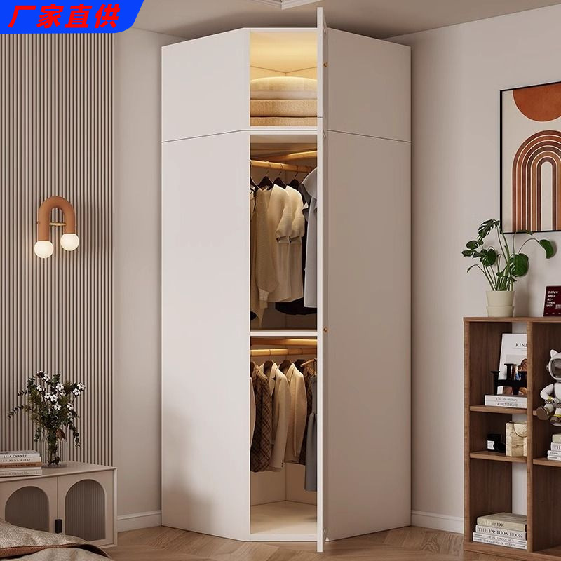 French-Style Wardrobe for Home Bedroom, Small Apartment L-Shaped Corner Wardrobe, Modern Simple Economical Cabinet, Finished Wardrobe