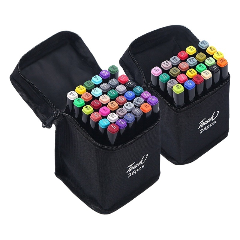 Toque marker24/48/168 color oblicuo marcador de doble cabeza pluma traje arte anime pintura bolsa de lona