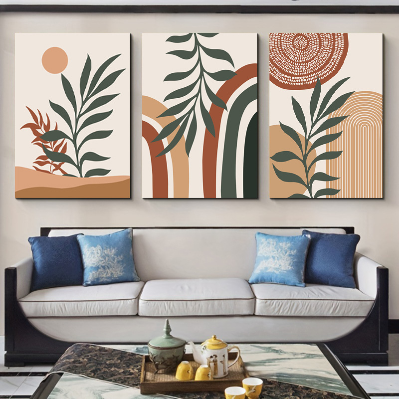 Amazon Hot Sale Leaves Rainbow Abstract Bohemian Wall Art Painting Canvas Painting Gallery Home Decorative Painting