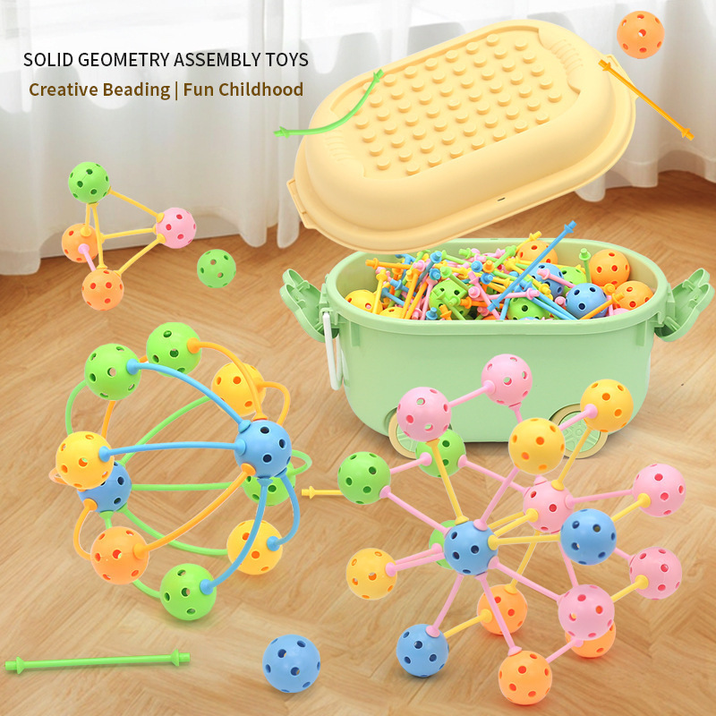 Children's Toys, Spherical Building Blocks, Soft Sticks, Versatile Beads, Assembling, Building, Geometric Sticks, Construction and Assembly
