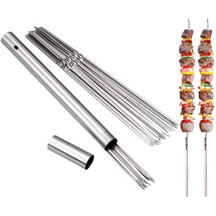 Stainless Steel Barbecue Skewers Flat Skewers Round Skewers Outdoor Barbecue Steel Skewers Meat Skewers Lamb Skewers Barbecue Skewers