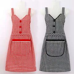 Chaoyang Grid Apron with Large Pockets, Cotton Fabric, Adjustable Straps – Summer, Breathable, Thin Design for Kitchen & Home Use, Unisex, Trendy Online, Customizable LOGO