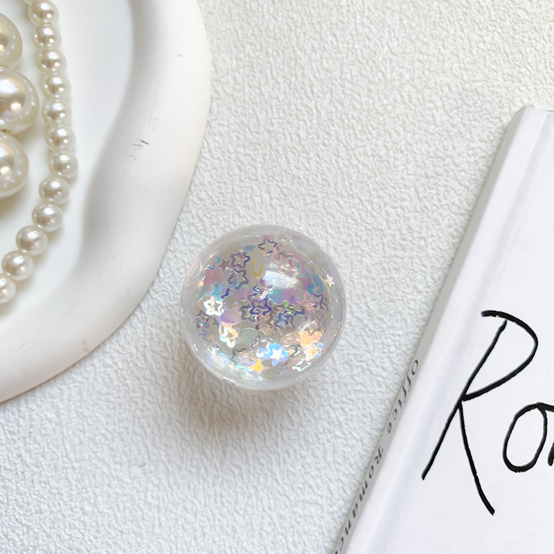 Suport airbag telefon mic de nișă cu inimă transparentă sclipici Aurora Instagram glob de cristal autocolant spate pt_voghion.com