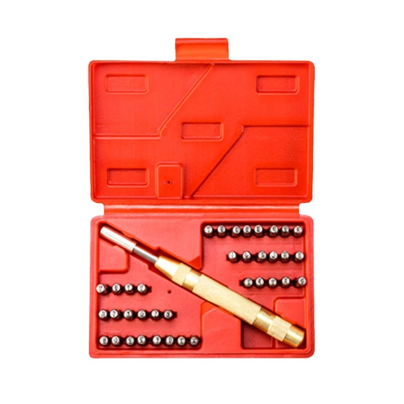 Carta de acero 38PC carta número de punzonado carta Impresión de punzonado de cuero sello de acero DIY herramienta de talla de cuero