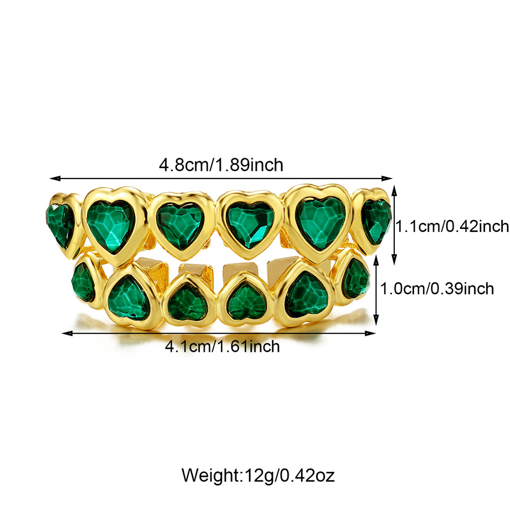Heart Shape Pattern Hip-Hop Heart Shape Copper Artificial Gemstones Unisex Tooth Socket