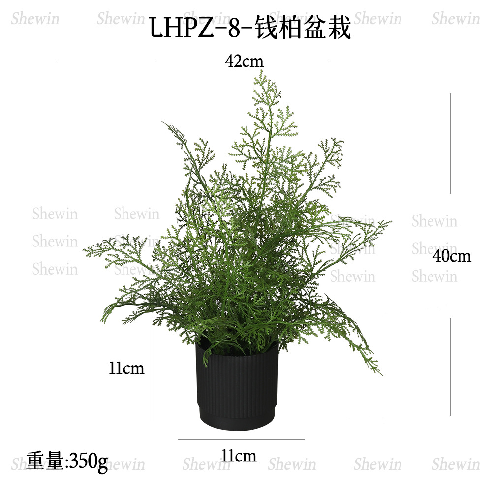 Simulación de helechos transfronterizos de plantación en maceta de interiores de hogares de aterrizaje de helechos adornos de simulación de plantas verdes de cemara de helechos de plástico bonsai image 7