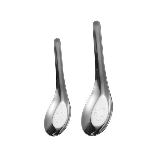 304 stainless steel spoon Chinese flat-bottomed spoon thickened household adult and children tableware spoon stirring spoon printed logo