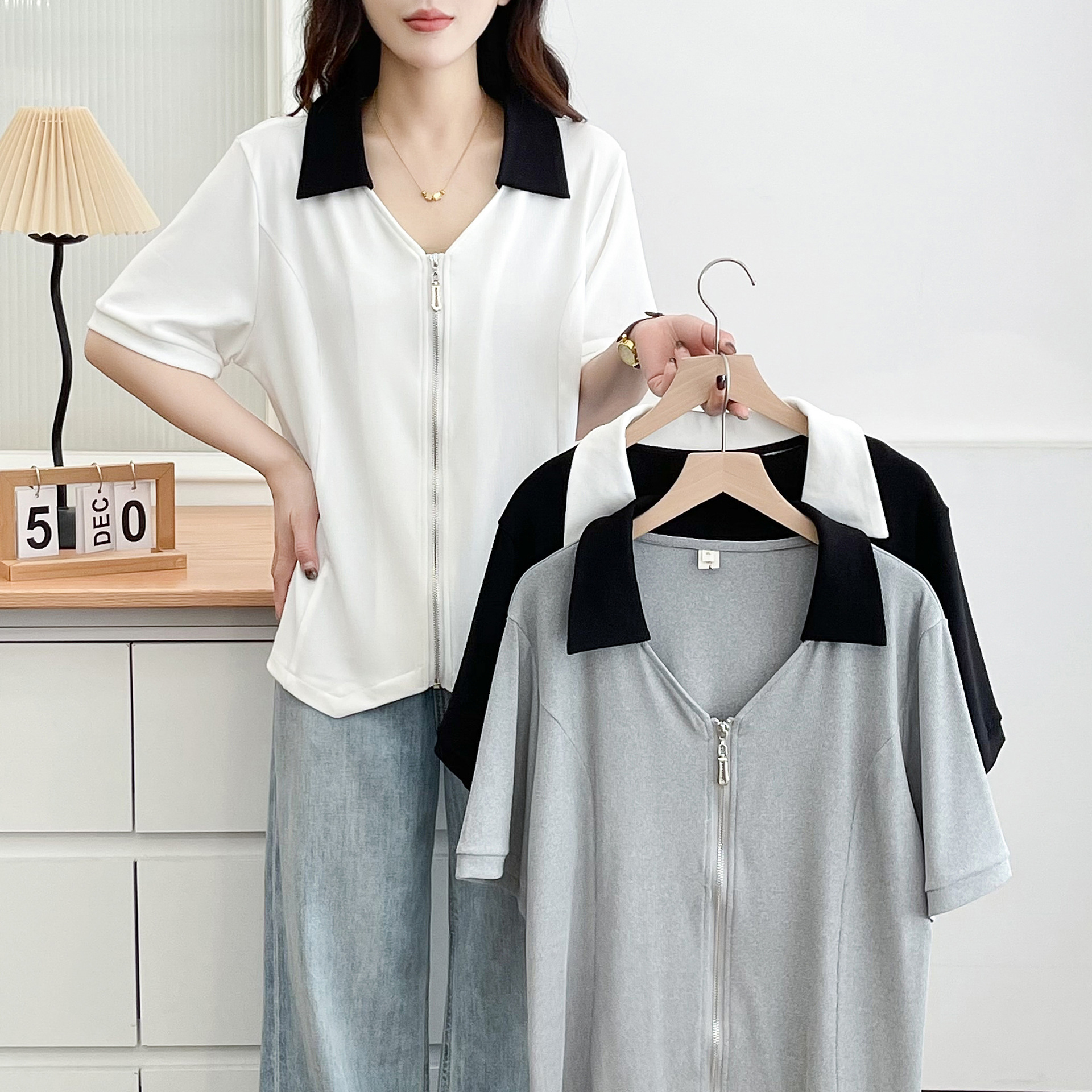 Summer shirt with zipper