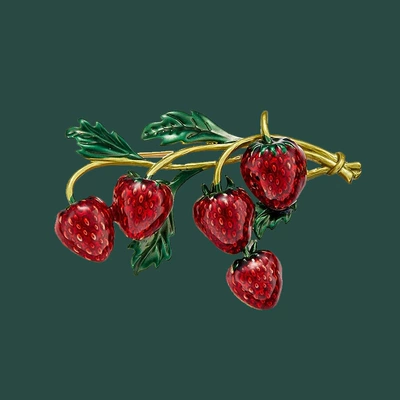 Vintage Fashion Enamel Fruit Yaxa sancaqları - multiple-strawberry-brooch