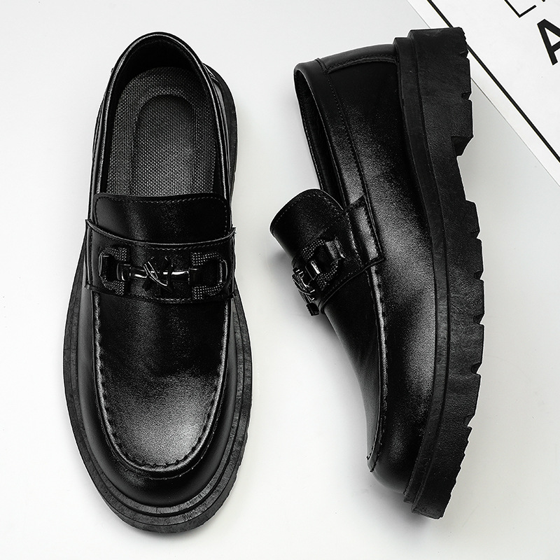 Otoño nuevo retro británico negocios zapatos de cuero suave inferior cómodo pelo estilista zapatos de moda transpirable punta redonda zapatos casuales de los hombres image 7