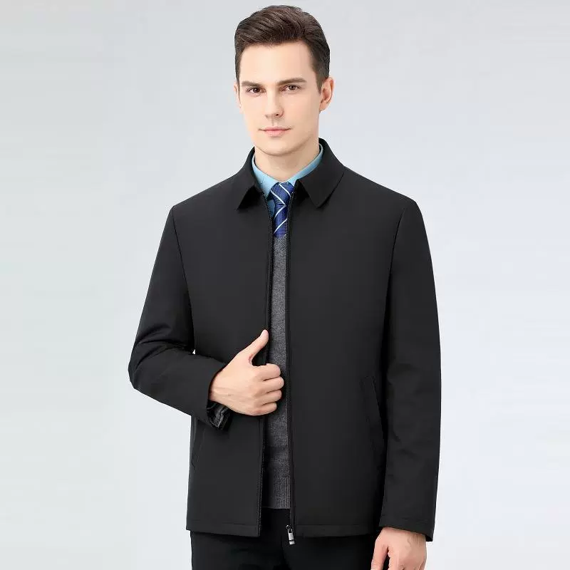 Demi-season down jacket, detachable liner, for middle age