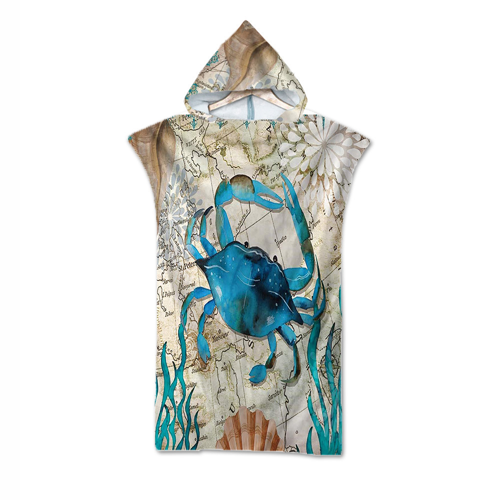 Ocean Print Hooded Beach Towel 3
