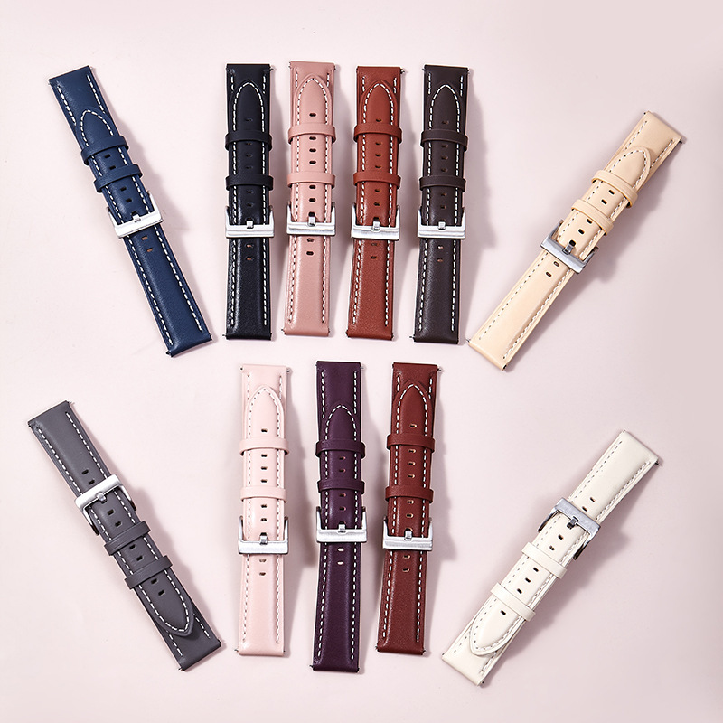 Wholesale In-Stock First-Layer Calfskin Genuine Leather Simple Watch Strap Accessories Suitable for Apple iWatch 987654 Generations