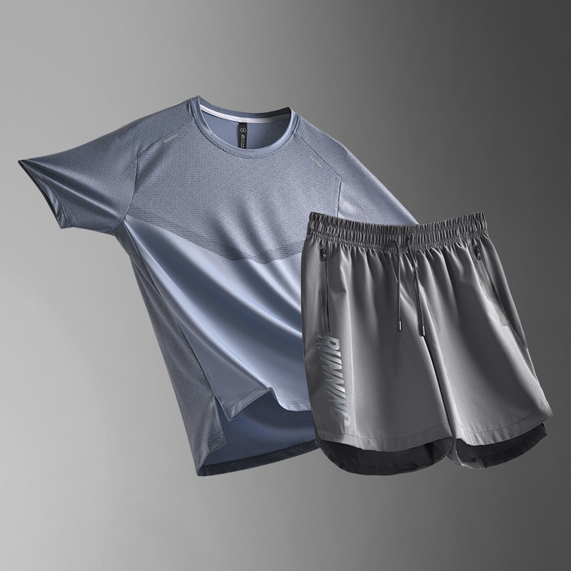 Ropa de verano, ropa deportiva, ropa casual de verano, pantalones cortos de hielo secos rápidos, ropa de hombre para correr, mangas cortas para adolescentes