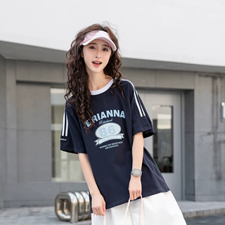 儿童短袖t恤女童纯棉字母印花半袖中大童短袖t恤夏季薄款童装夏