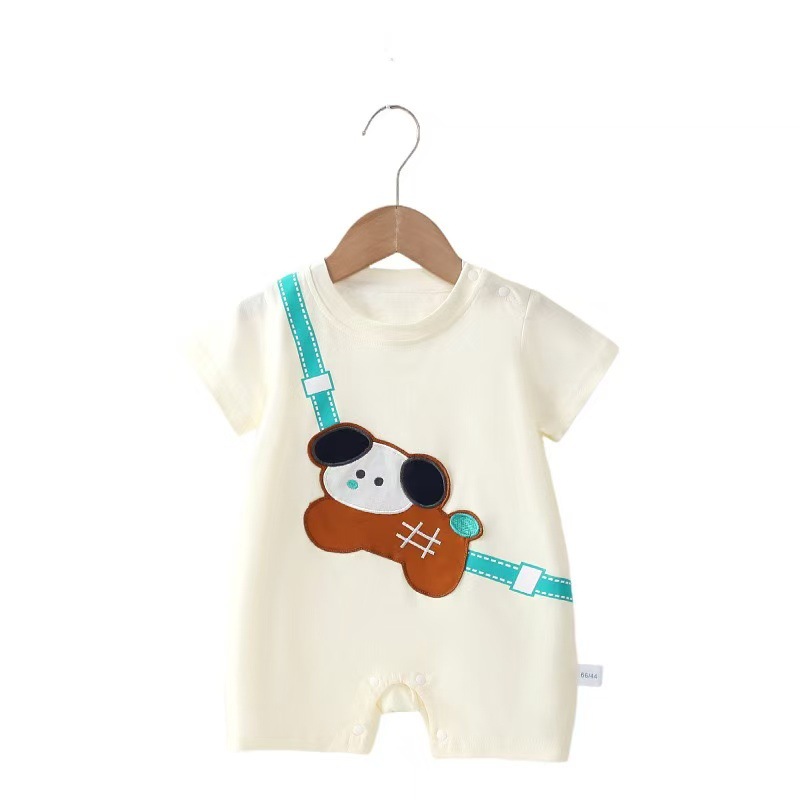 Ropa de verano de una pieza para bebés y niños pequeños, caderas finas, perros, mangas cortas, mangas cortas de verano, mameluco