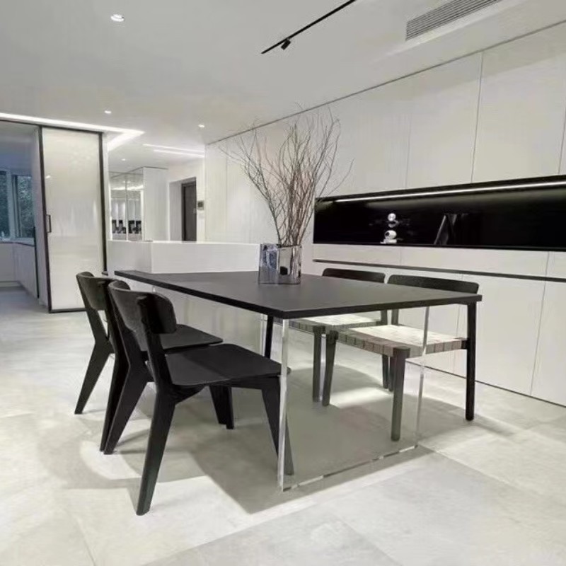 亚克力高透明有机玻璃桌腿吧台餐桌茶几办公桌脚一字型T型L型抛光