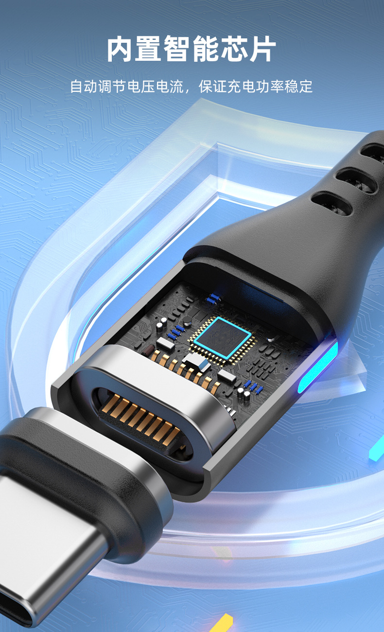 Magnetisches Schnelllade-Datenkabel 240W mit doppelter Typ-C-Schnittstelle PD-Schnellladekabel, kompatibel mit Android-, Apple- und Huawei-Mobiltelefonen